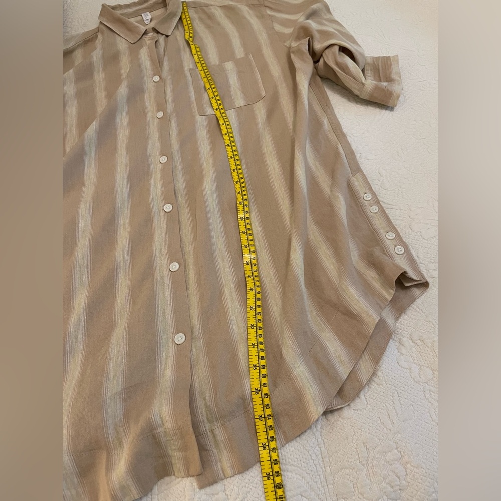 Stars Above Linen Blend Sleep Shirt Dress Pajamas Super Comfy L - Picture 7 of 8